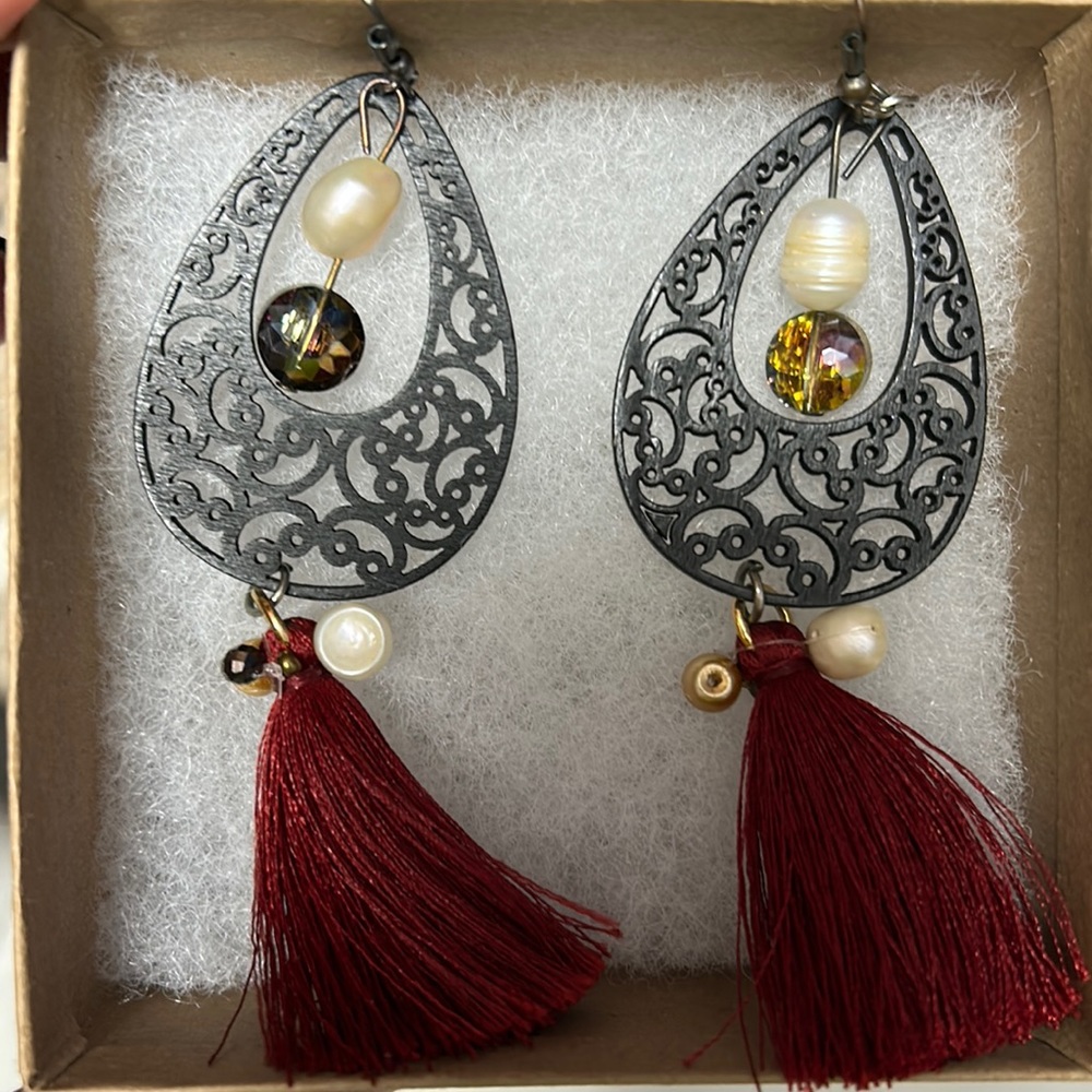 Wine long Earring